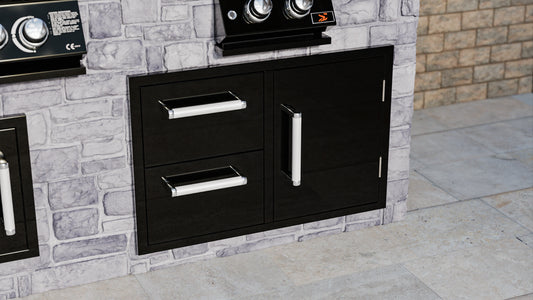 Whistler Grills - Built-In Double Drawer & Single Door Unit - Black