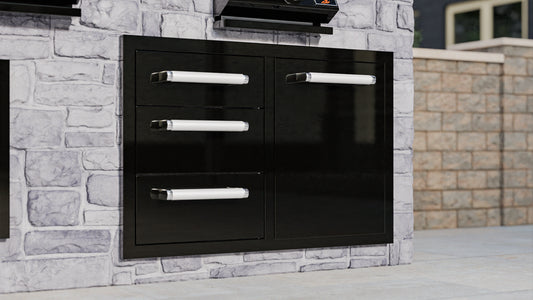 Whistler Grills - Burford Built-In Triple Drawer and Waste Bin Unit - Black