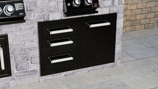 Whistler Grills - Burford Built-In Triple Drawer and Waste Bin Unit - Black