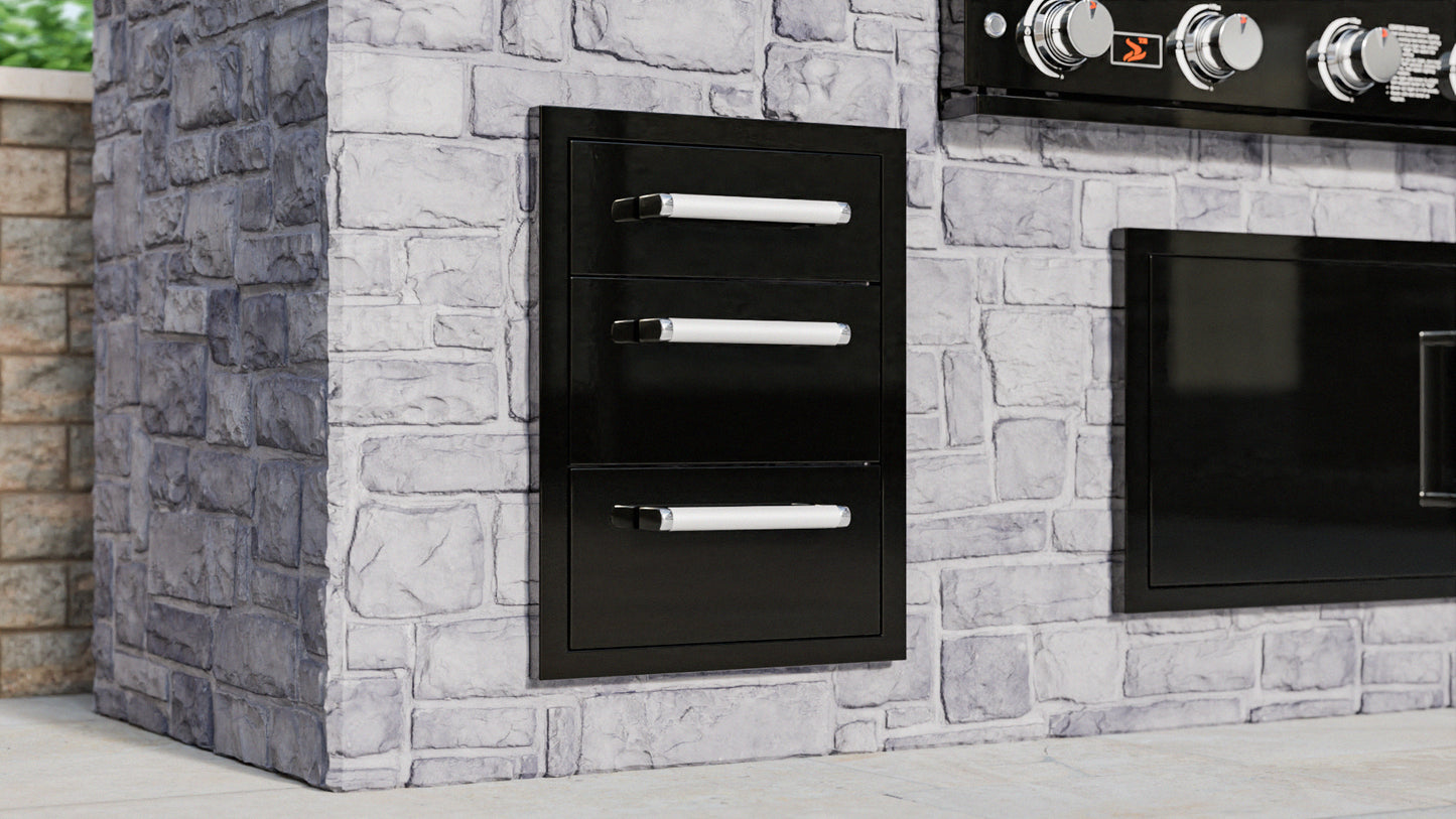 Whistler Grills - Burford Built-In Triple Drawer Unit - Black