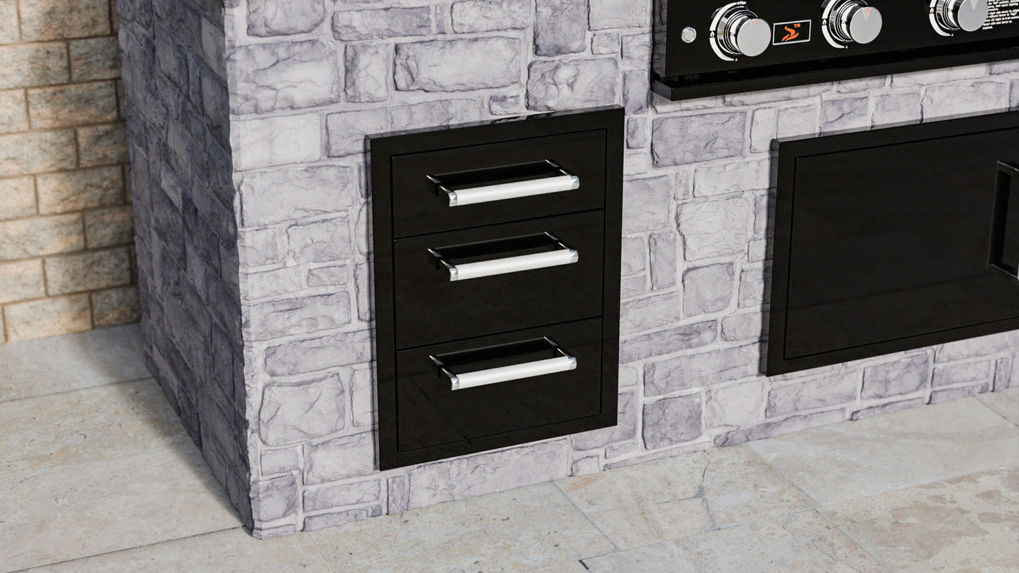 Whistler Grills - Burford Built-In Triple Drawer Unit - Black