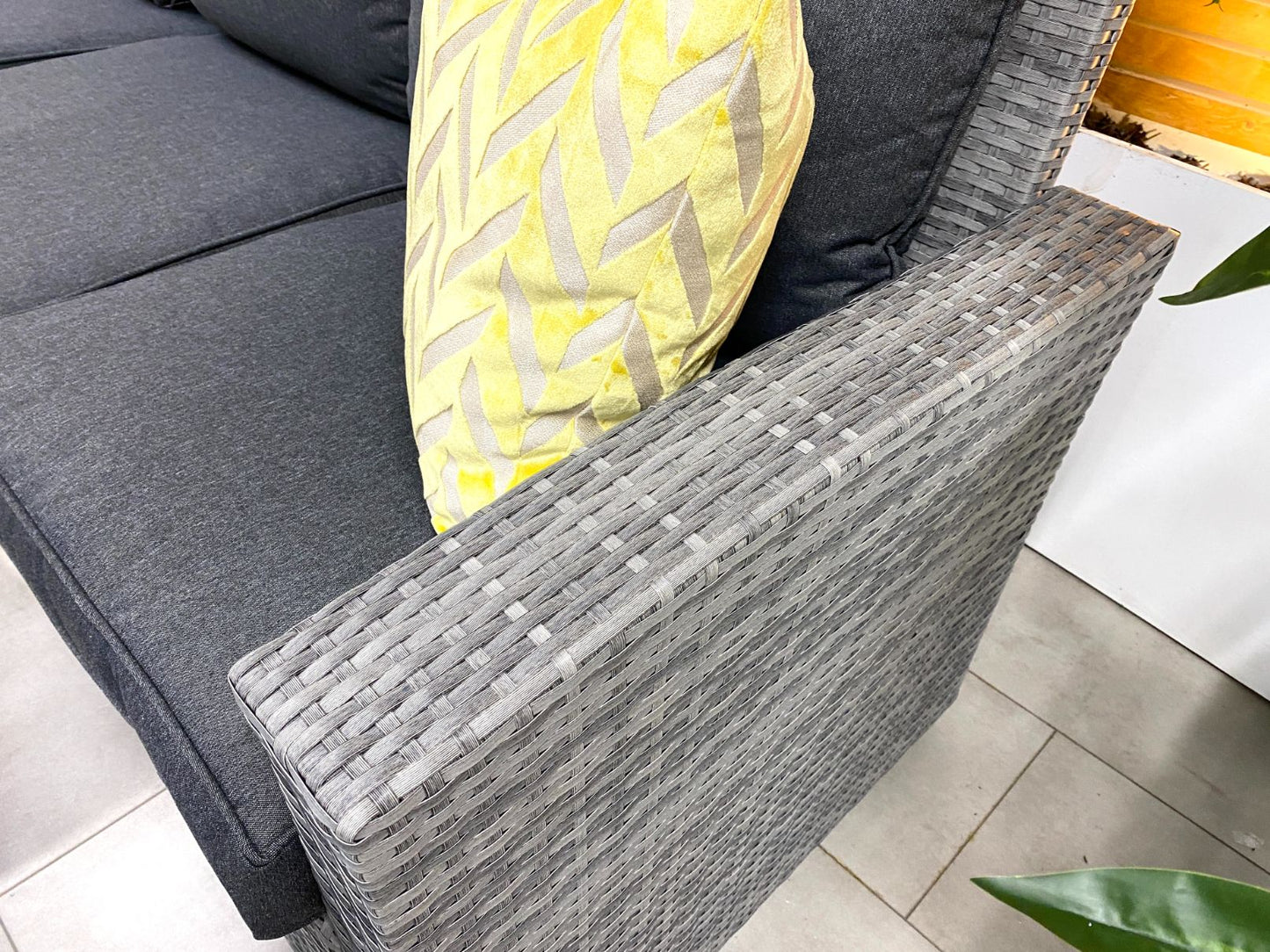 Chimes - Stone Grey Milan Corner Dining Set with Fire Pit Table - Left Hand