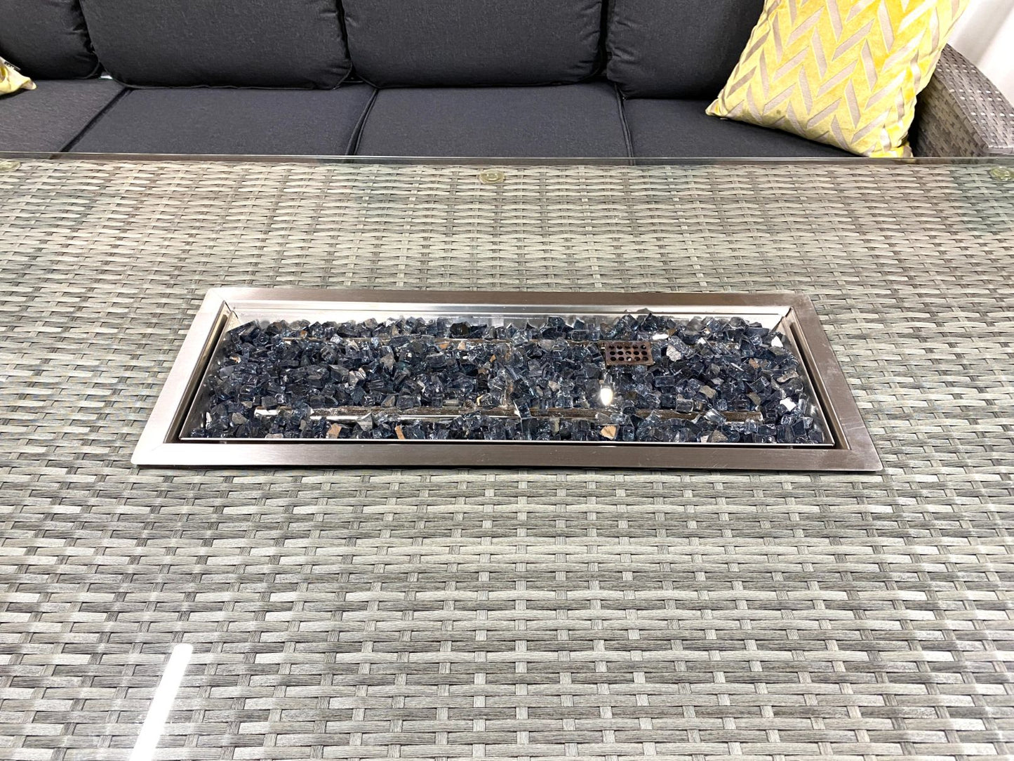 Chimes - Stone Grey Milan Corner Dining Set with Fire Pit Table - Left Hand