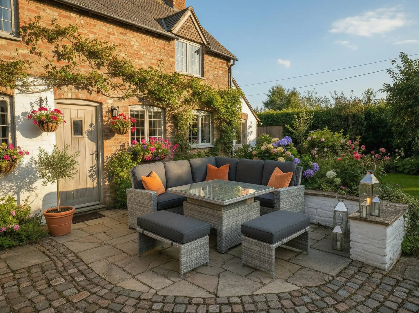 Chimes - Stone Grey Milan Compact Corner Dining Set with Rising Table