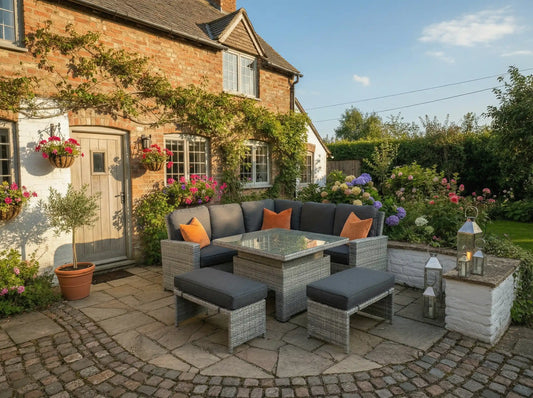 Chimes - Stone Grey Milan Compact Corner Dining Set with Rising Table