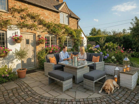 Chimes - Stone Grey Milan Compact Corner Dining Set with Rising Table