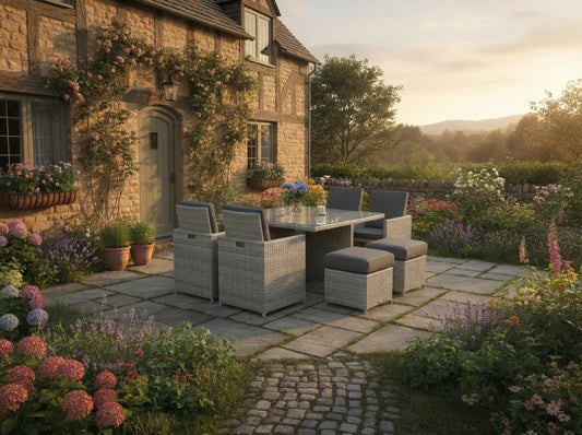 Chimes - Stone Grey Mia 4 Seat Cube Set With 4 Stools