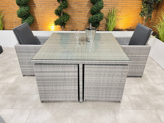 Chimes - Stone Grey Mia 4 Seat Cube Set With 4 Stools