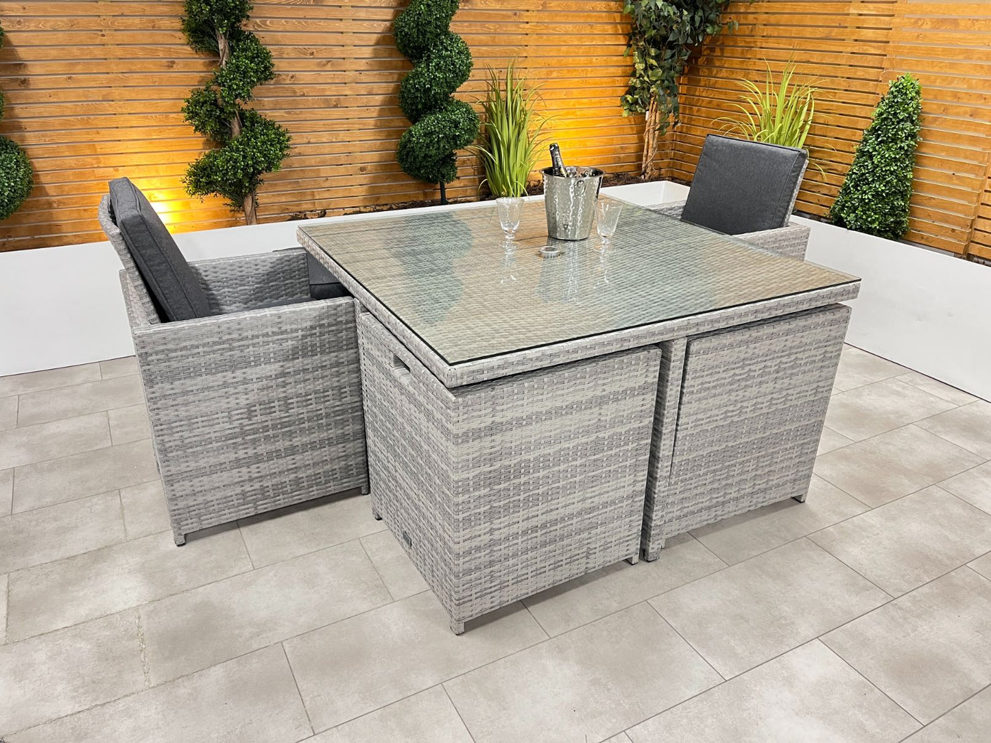 Chimes - Stone Grey Mia 4 Seat Cube Set With 4 Stools