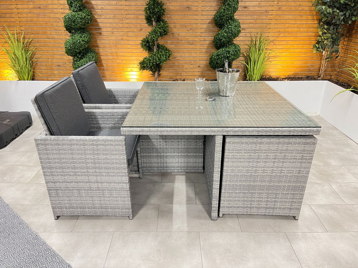 Chimes - Stone Grey Mia 4 Seat Cube Set With 4 Stools