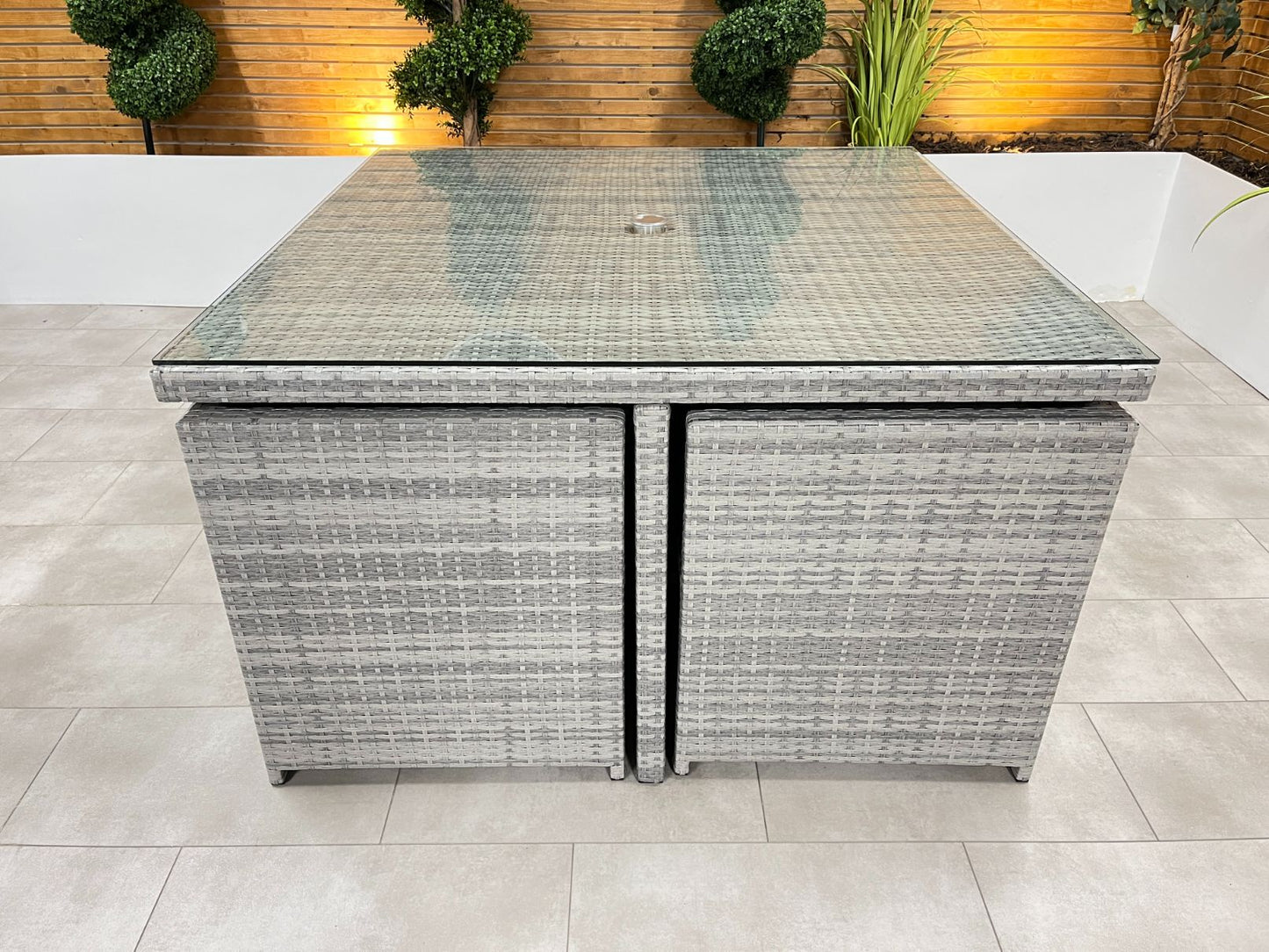 Chimes - Stone Grey Mia 4 Seat Cube Set With 4 Stools