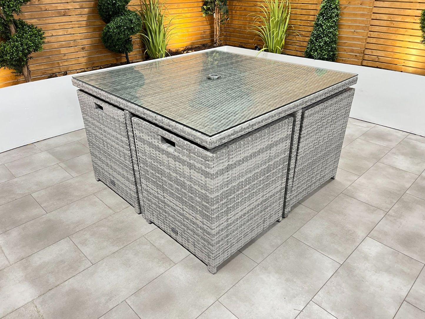 Chimes - Stone Grey Mia 4 Seat Cube Set With 4 Stools