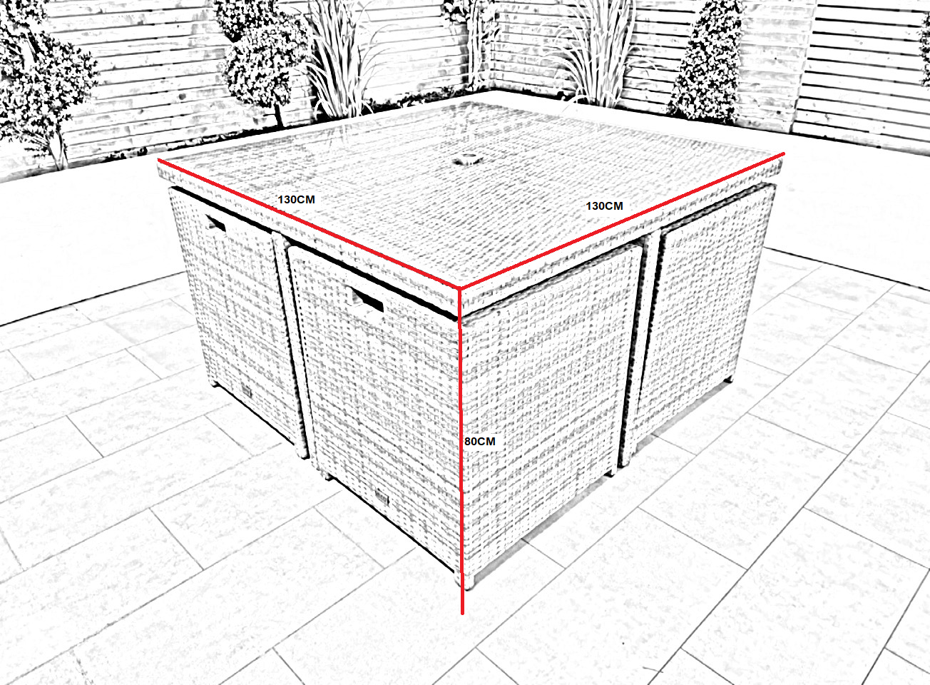 Chimes - Stone Grey Mia 4 Seat Cube Set With 4 Stools