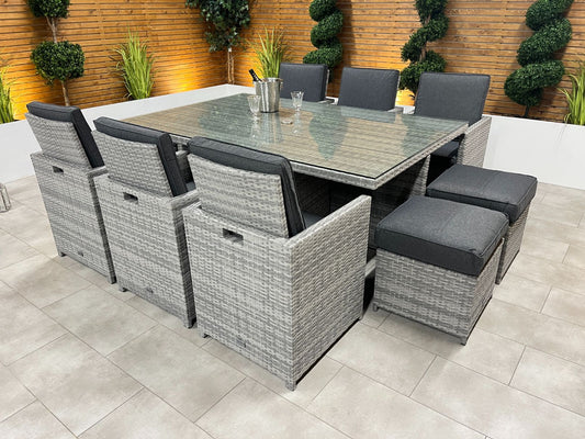 Chimes - Stone Grey Mia 6 Seat Cube Set With 4 Stools