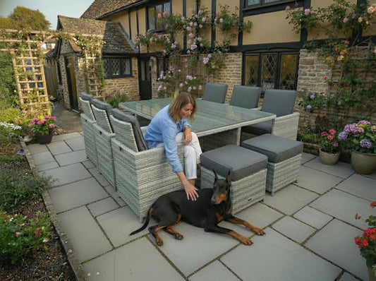 Chimes - Stone Grey Mia 6 Seat Cube Set With 4 Stools