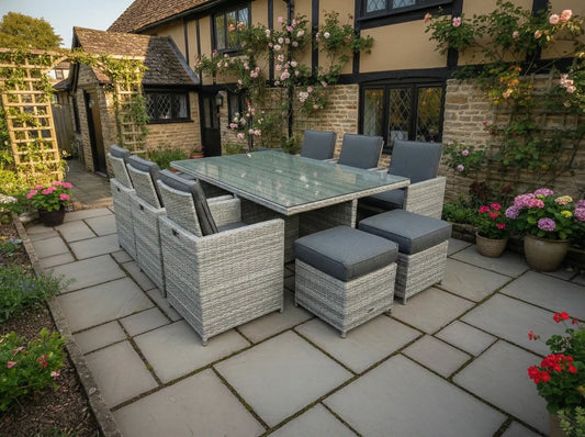 Chimes - Stone Grey Mia 6 Seat Cube Set With 4 Stools