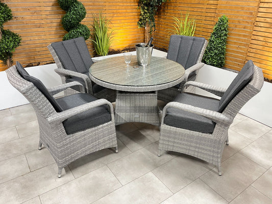 Chimes - Stone Grey Verona 4 Seat Round Dining Set - 1.05 Meter Standard Table