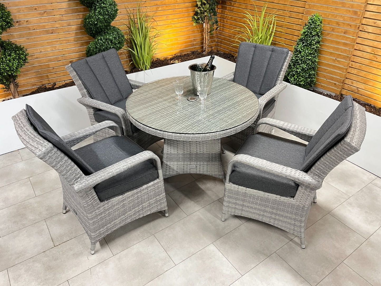 Chimes - Stone Grey Verona 4 Seat Round Dining Set - 1.05 Meter Standard Table