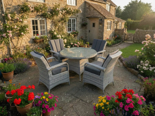 Chimes - Stone Grey Verona 4 Seat Round Dining Set - 1.05 Meter Standard Table