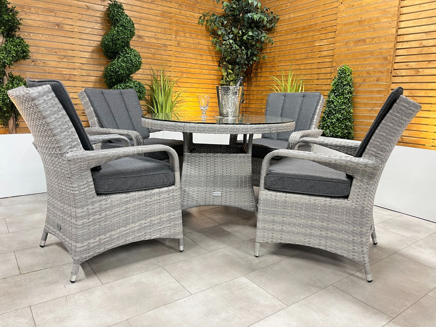 Chimes - Stone Grey Verona 4 Seat Round Dining Set - 1.05 Meter Standard Table