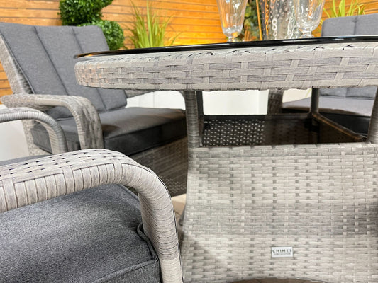 Chimes - Stone Grey Verona 4 Seat Round Dining Set - 1.05 Meter Standard Table