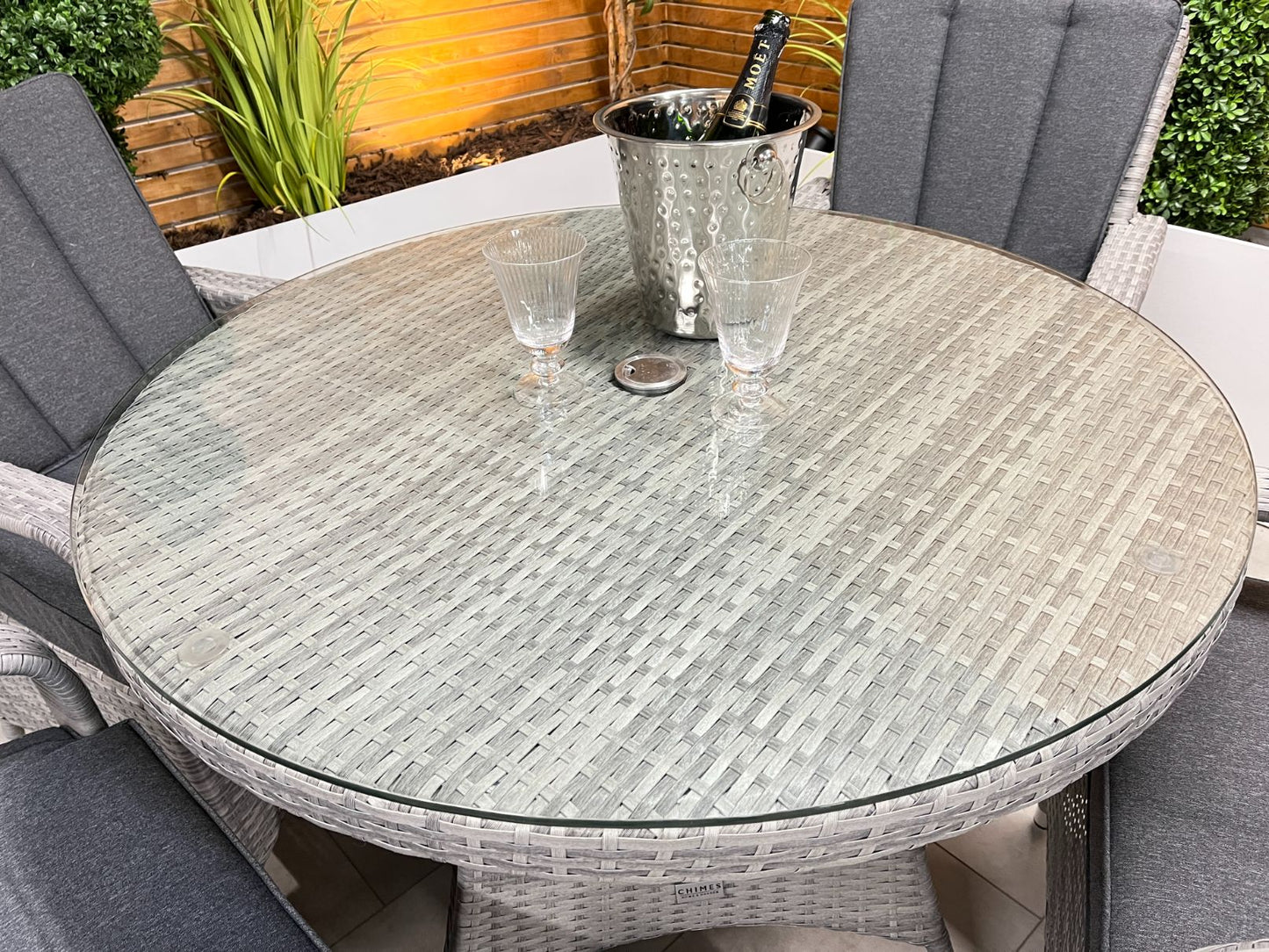 Chimes - Stone Grey Verona 4 Seat Round Dining Set - 1.05 Meter Standard Table