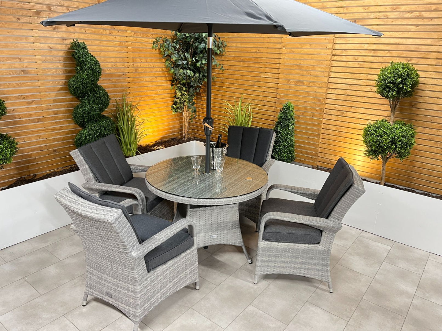 Chimes - Stone Grey Verona 4 Seat Round Dining Set - 1.05 Meter Standard Table