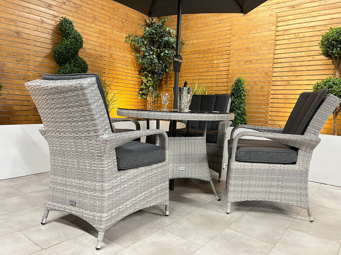 Chimes - Stone Grey Verona 4 Seat Round Dining Set - 1.05 Meter Standard Table