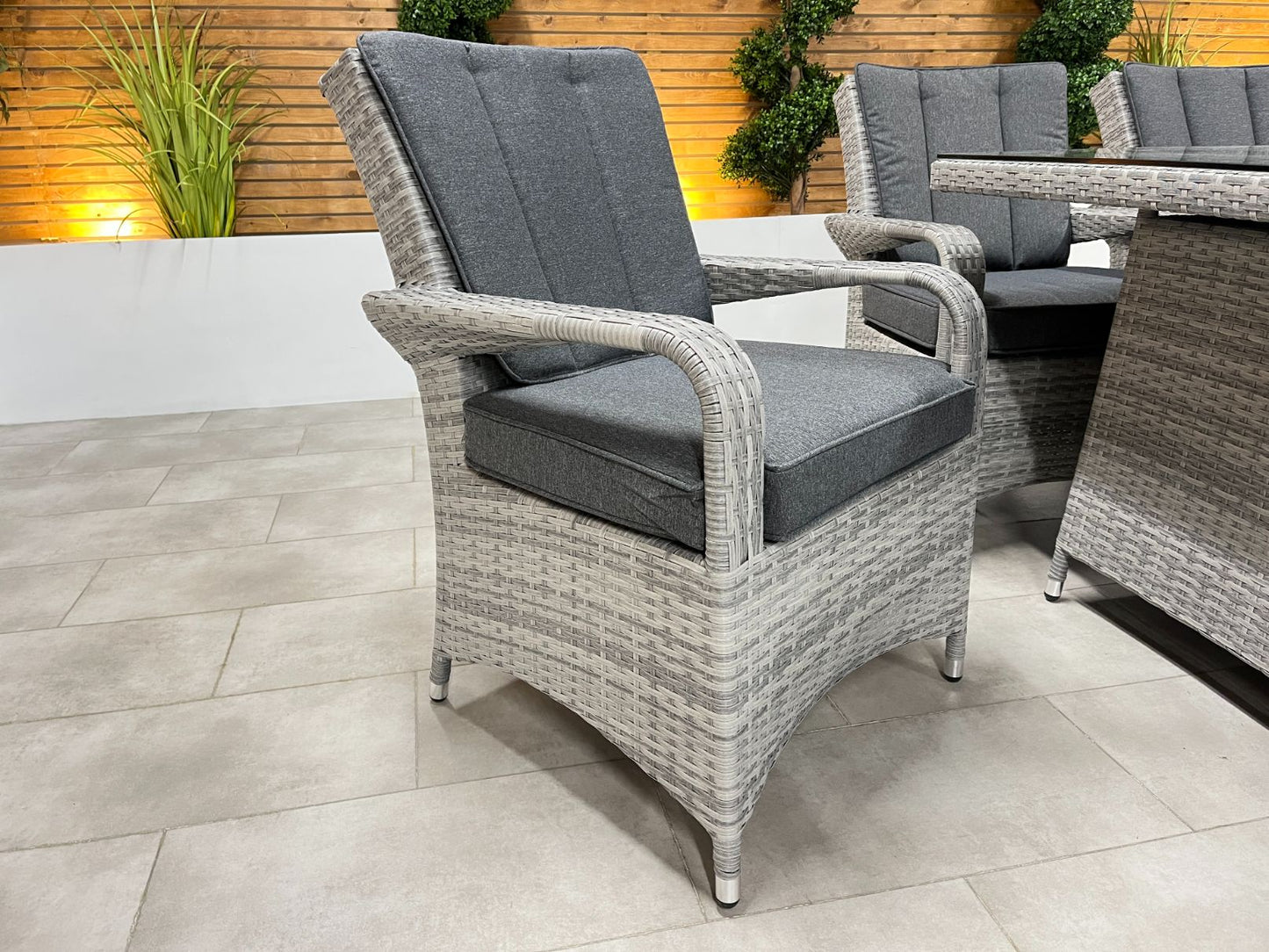 Chimes - Stone Grey Verona 6 Seat Rectangular Dining Set - 1 Meter x 1.5 Meter Rectangular Standard Table