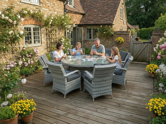 Chimes - Stone Grey Verona 8 Seat Round Dining Set - 1.8 Meter Round Table Standard Table