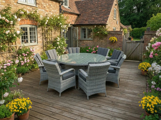 Chimes - Stone Grey Verona 8 Seat Round Dining Set - 1.8 Meter Round Table Standard Table