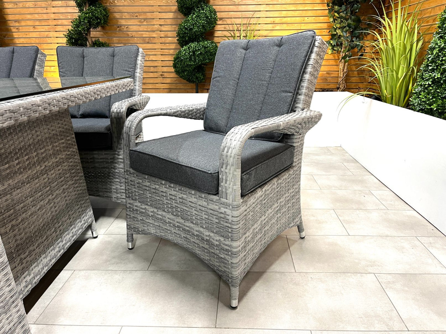 Chimes - Stone Grey Verona 8 Seat Rectangular Dining Set - 1 Meter x 2 Meter Rectangular Standard Table