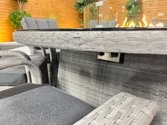 Chimes - Stone Grey Verona 8 Seat Round Dining Set - 1.8 Meter Round Table With Firepit Table