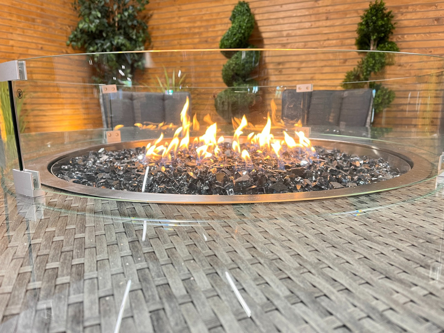 Chimes - Stone Grey Verona 8 Seat Round Dining Set - 1.8 Meter Round Table With Firepit Table