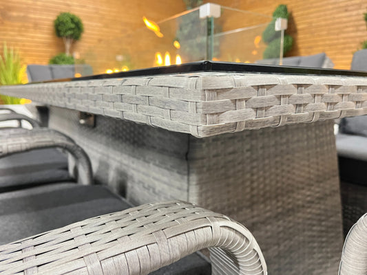 Chimes - Stone Grey Verona 8 Seat Rectangular Dining Set - 2M x 1M Rectangular Table With Firepit Table - 1 IN STOCK
