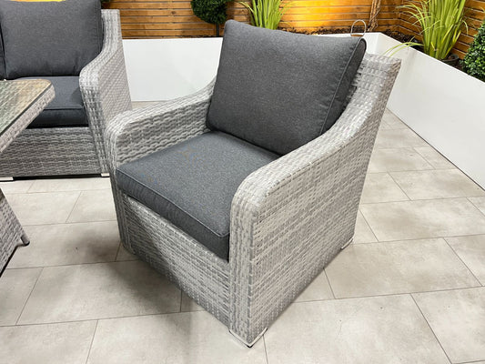 Chimes Rattan Furniture - Stone Grey Vienna Deluxe Corner Sofa Set With Firepit table, Bench & Armchair