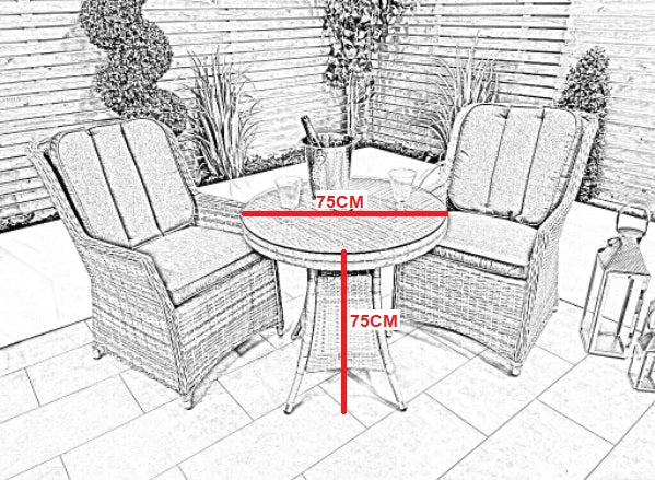 Chimes - Stone Grey Bella 2 Seat Bistro - 75cm Standard Table