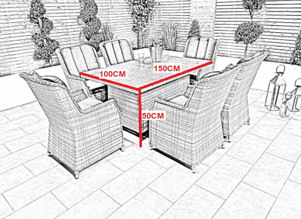 Chimes - Prestige Grey Madrid 6 Seat Rectangular Dining Set - 1 Meter x 1.5 Meter Rectangular Table