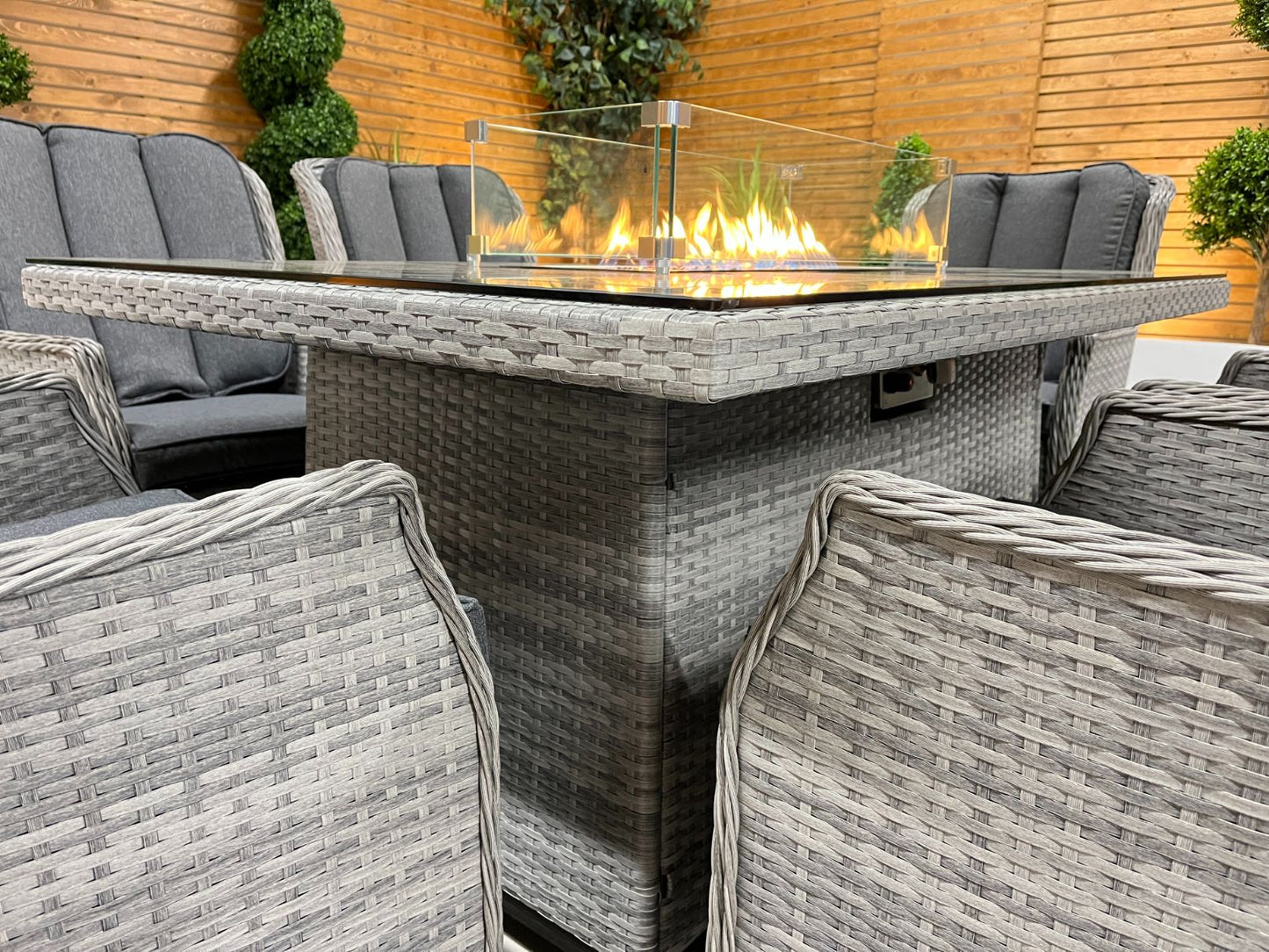 Chimes - Stone Grey Bella 6 Seat Rectangular Dining Set - 1 Meter x 1.5 Meter Rectangular Table With Firepit Table