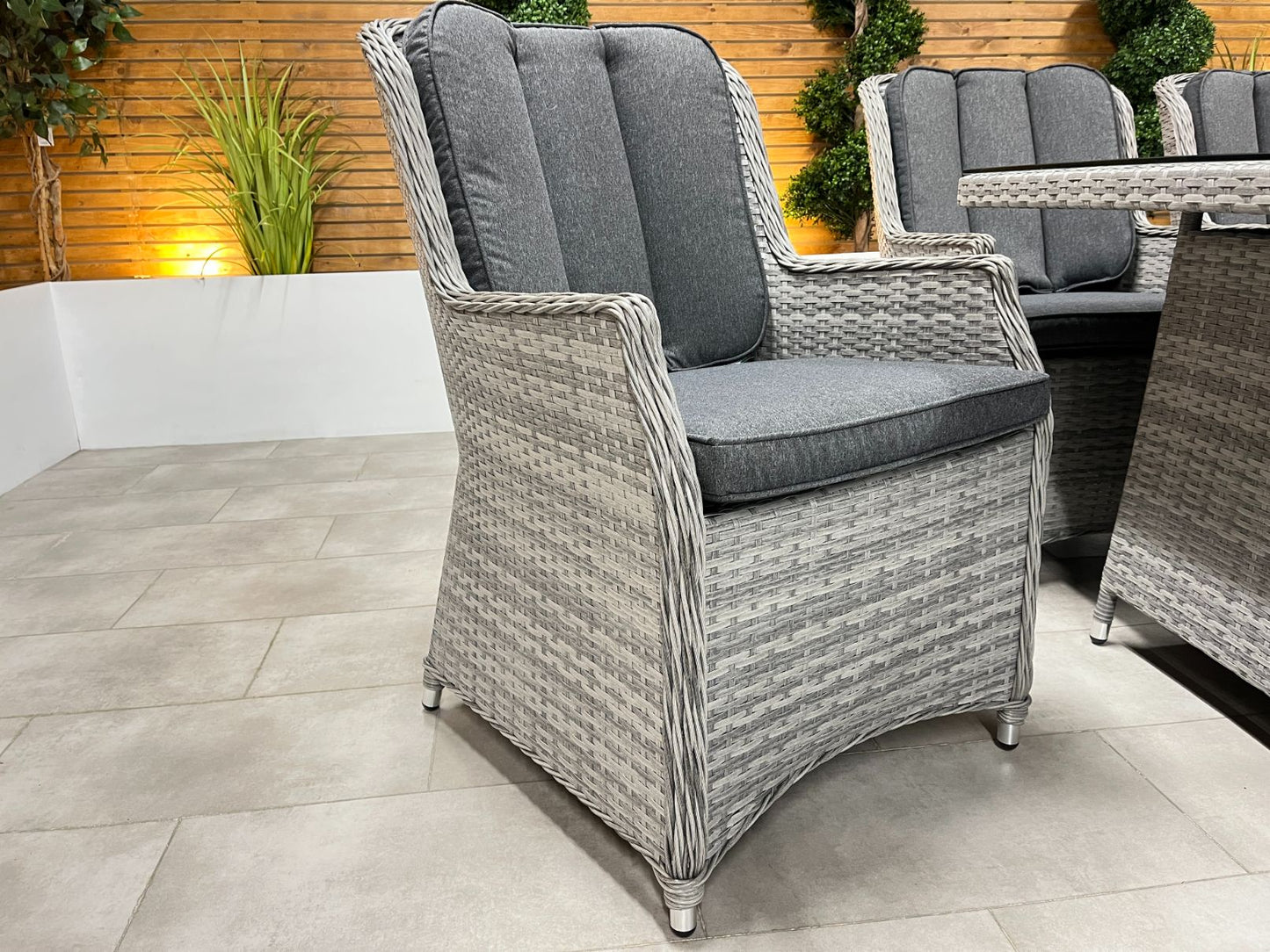 Chimes - Stone Grey Bella 6 Seat Rectangular Dining Set - 1 Meter x 1.5 Meter Rectangular Table With Firepit Table