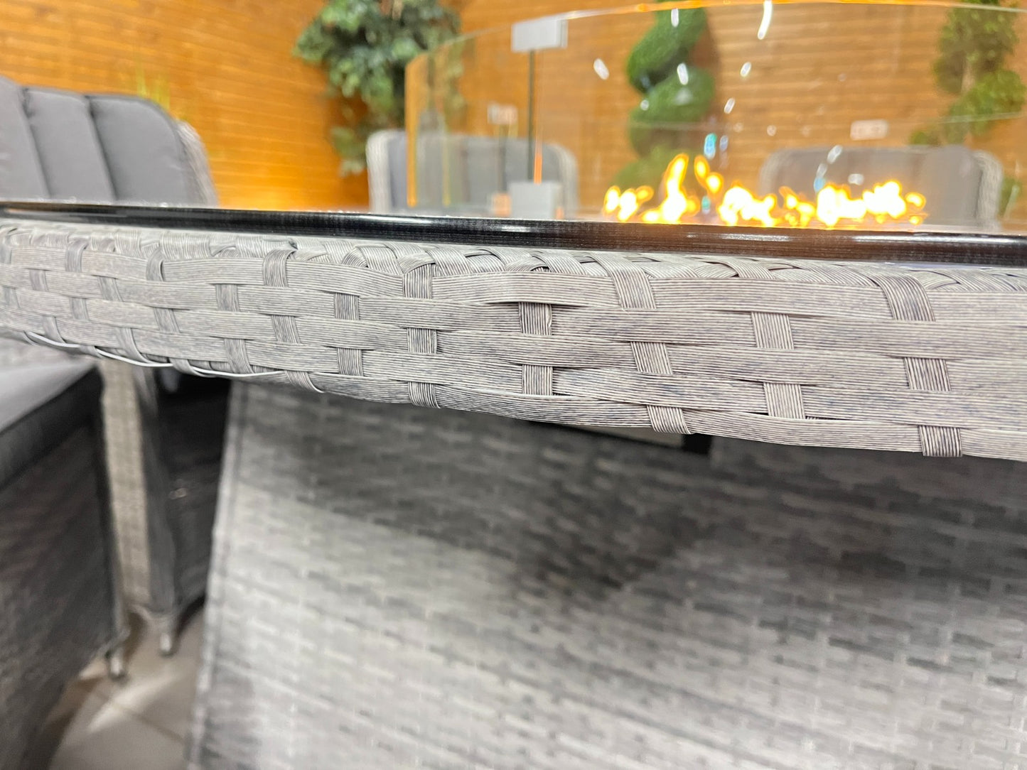 Chimes - Stone Grey Bella 8 Seat Round Dining Set - 1.8 Meter Round Table with Firepit