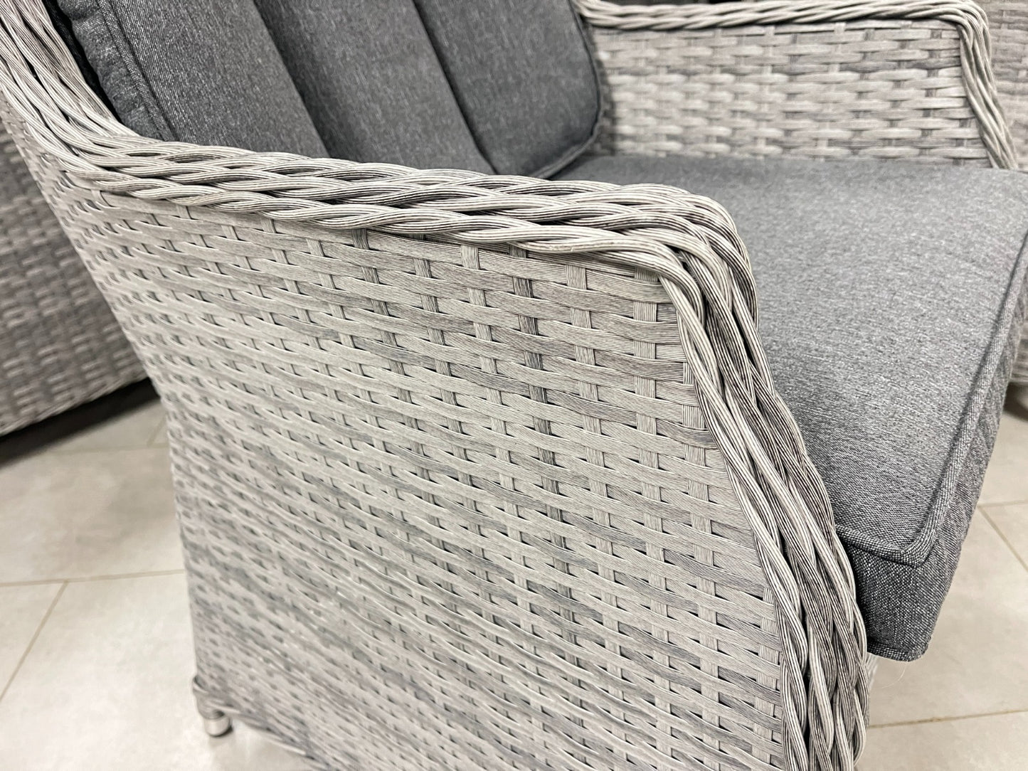 Chimes - Stone Grey Bella 8 Seat Round Dining Set - 1.8 Meter Round Table with Firepit