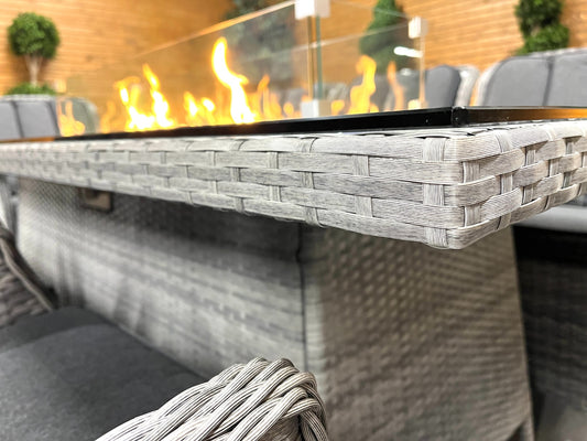 Chimes - Stone Grey Bella 8 Seat Rectangular Dining Set - 1 Meter x 2 Meter Rectangular Table With Firepit Table