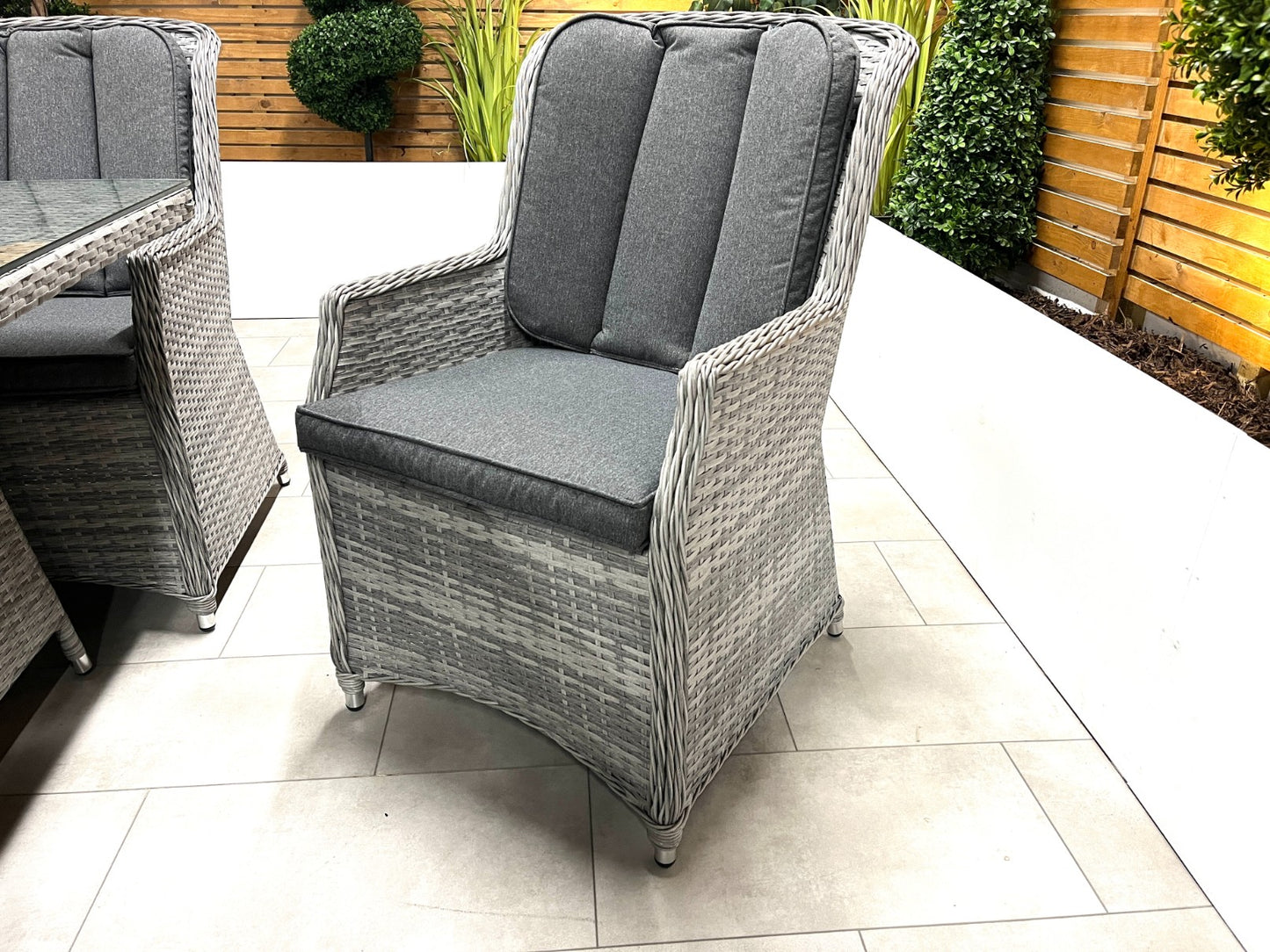 Chimes - Stone Grey Bella 8 Seat Rectangular Dining Set - 1 Meter x 2 Meter Rectangular Table With Firepit Table