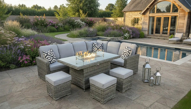 Subcategory – Rattan Casual Dining Fire Pit Sets