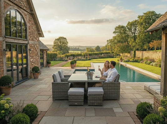 Chimes - Prestige Grey Mia 4 Seat Cube Set With 4 Stools - LOW STOCK