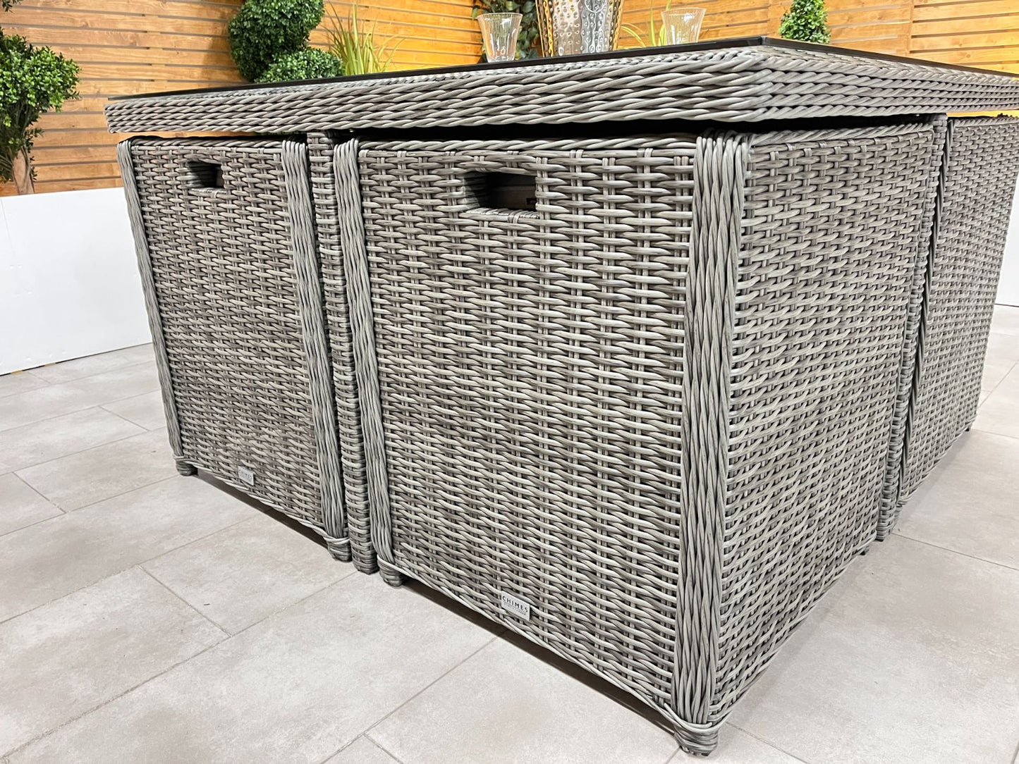 Chimes - Prestige Grey Mia 4 Seat Cube Set With 4 Stools - LOW STOCK