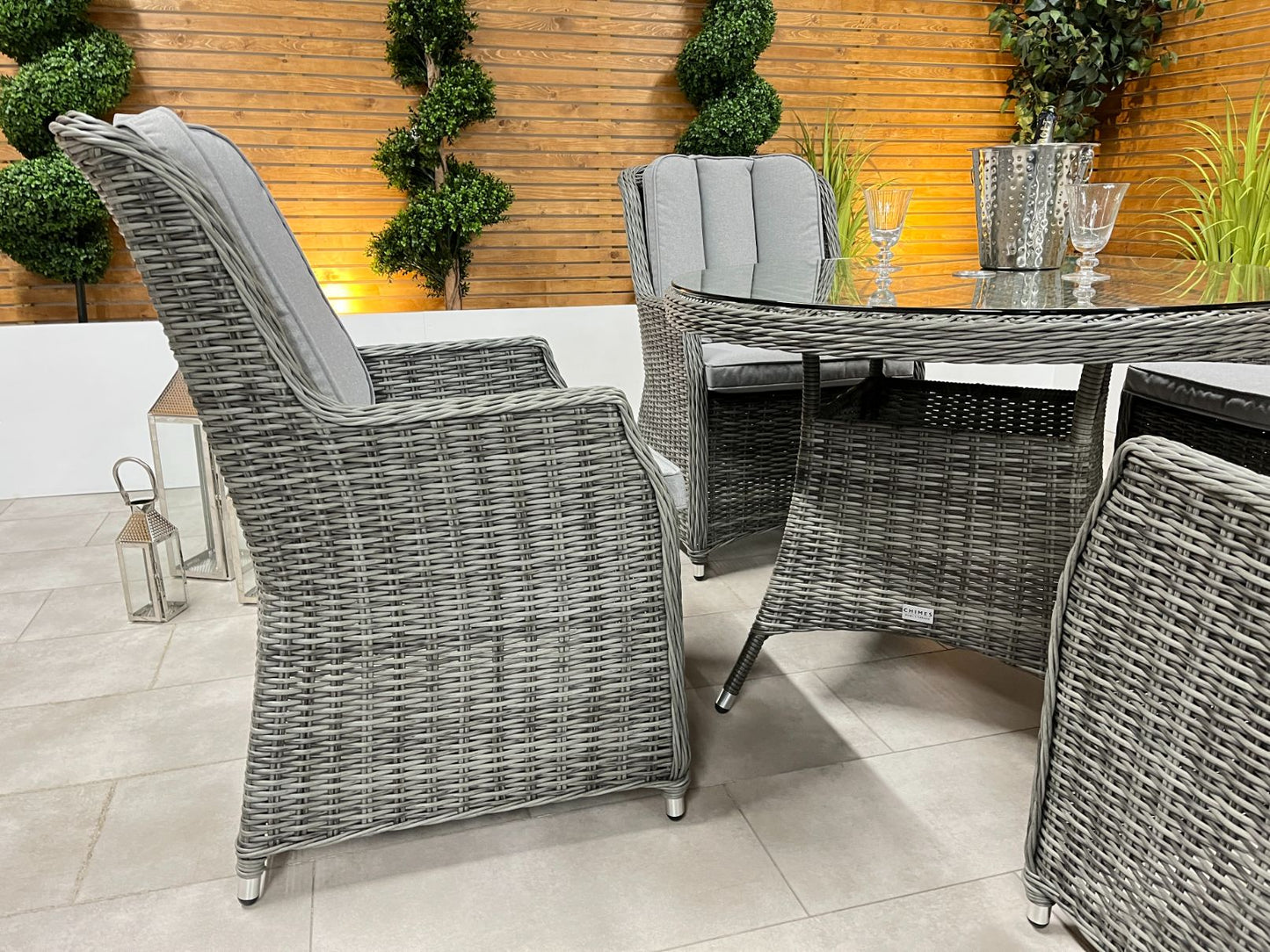 Chimes - Prestige Grey Madrid 4 Seat Dining Set - 1.05m Round Table
