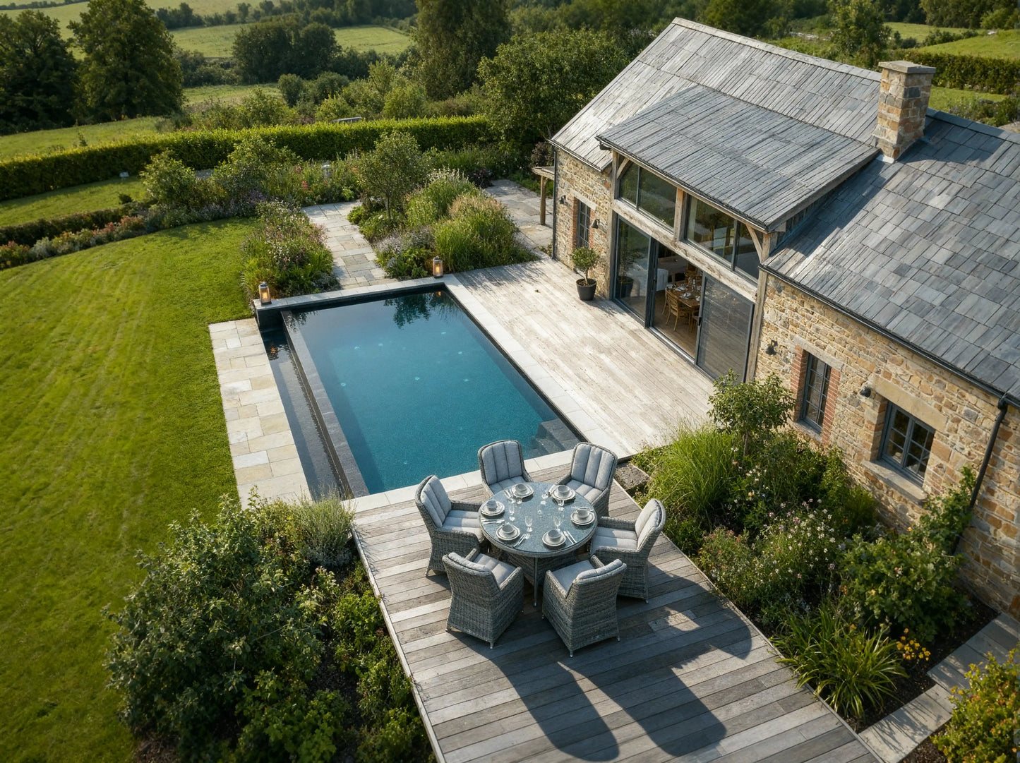 Chimes - Prestige Grey Madrid 6 Seat Round Dining Set - 1.3 Meter Round Table - LOW STOCK