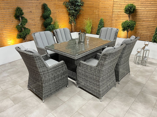 Chimes - Prestige Grey Madrid 6 Seat Rectangular Dining Set - 1 Meter x 1.5 Meter Rectangular Table